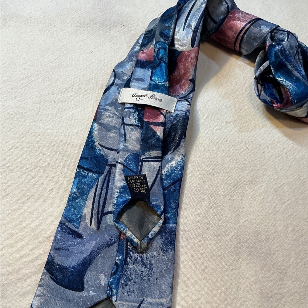 Angelo Litrico Mens Silk Tie Abstract Geometric Made in‎ Germany Vintage